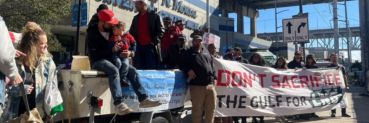 LNG protest outside Americas Energy Summit.