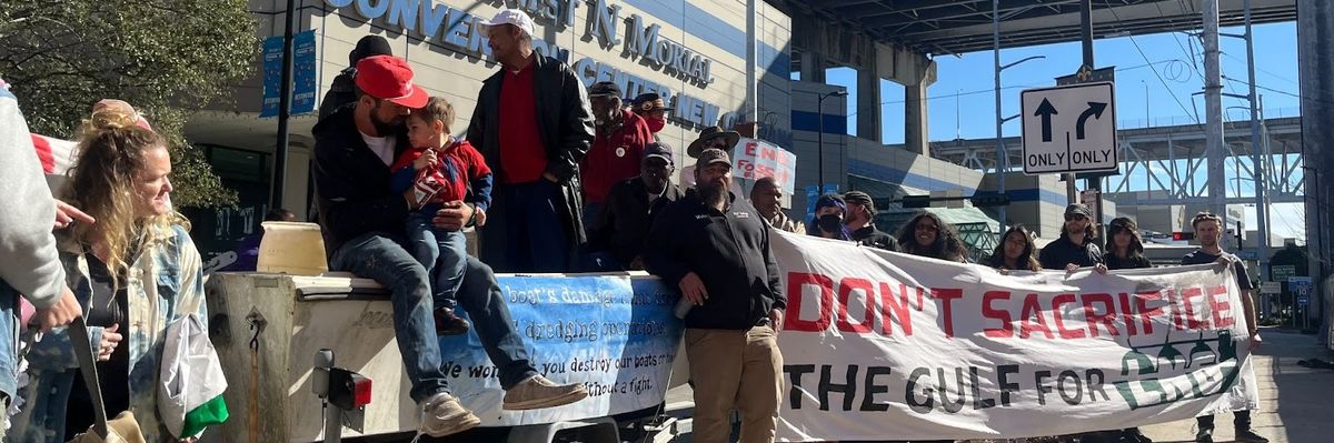 LNG protest outside Americas Energy Summit.