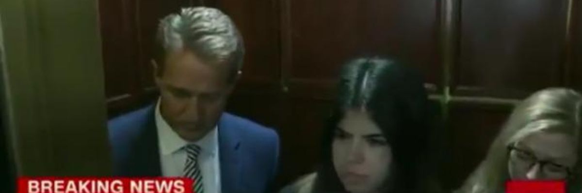 "Look at Me When I'm Talking to You!": Sexual Assault Survivors Furious at Sen. Jeff Flake After Says He'll Vote to Confirm Kavanaugh