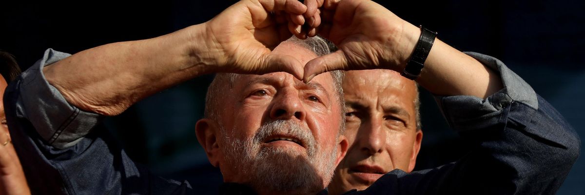 Lula attends a demonstration