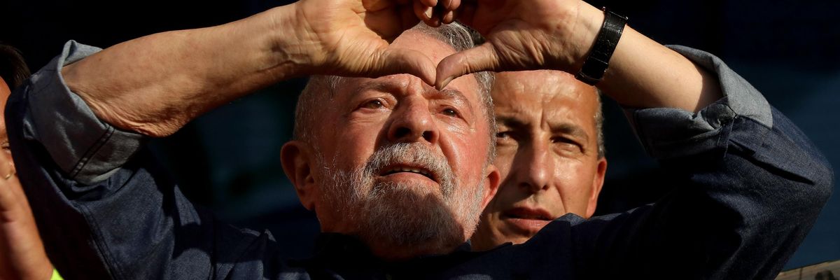 Lula attends a demonstration