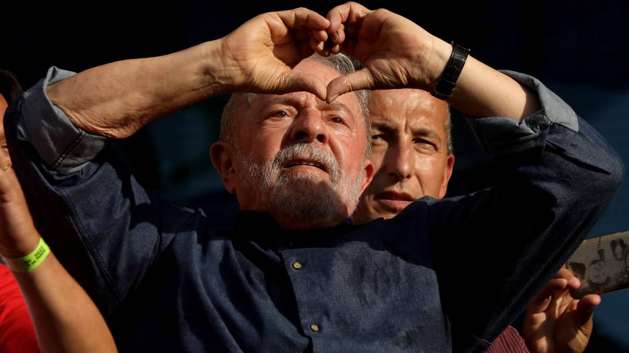 Lula attends a demonstration