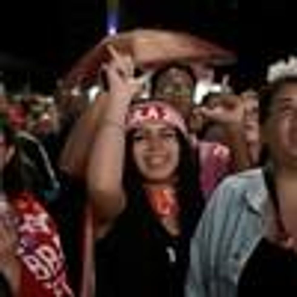 Lula supporters rally on Election Day in Brazil