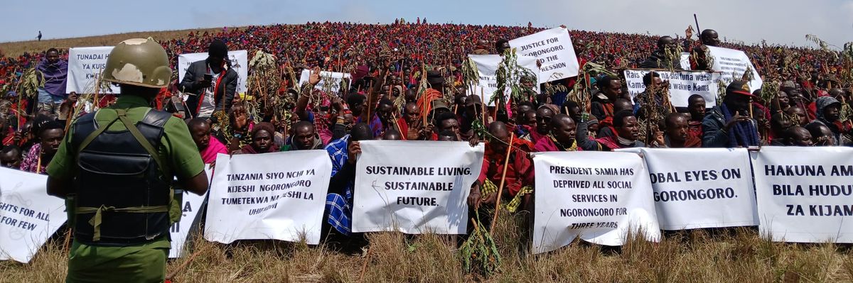 Maasai blocking highway.