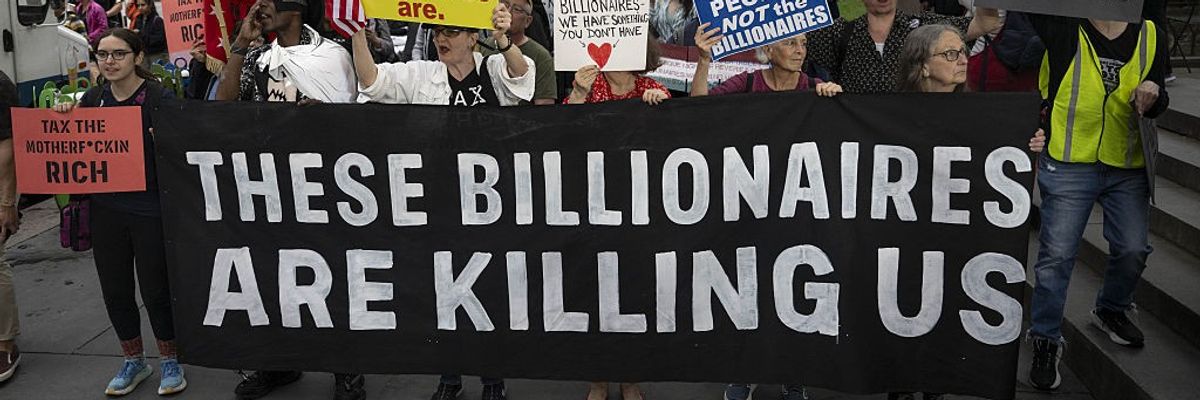 "MAGA Billionaire Blockade" rally in New York