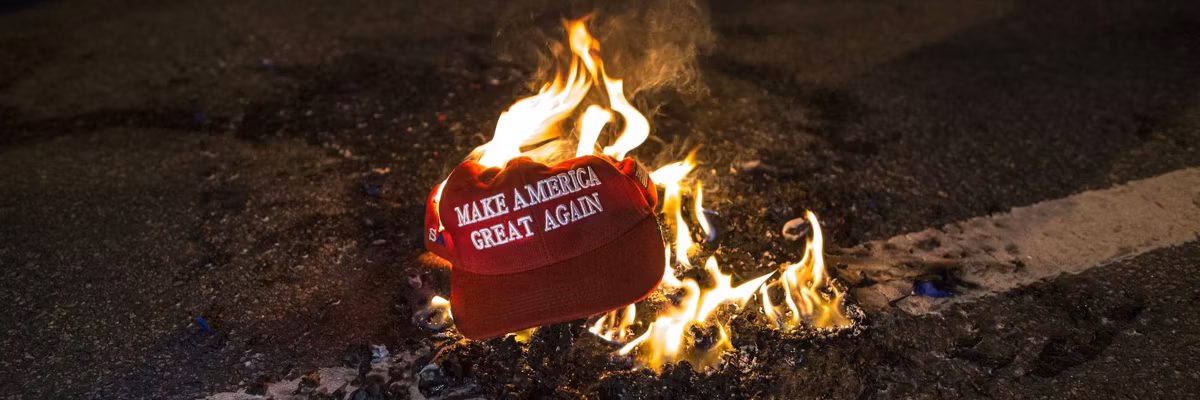 maga hat on fire