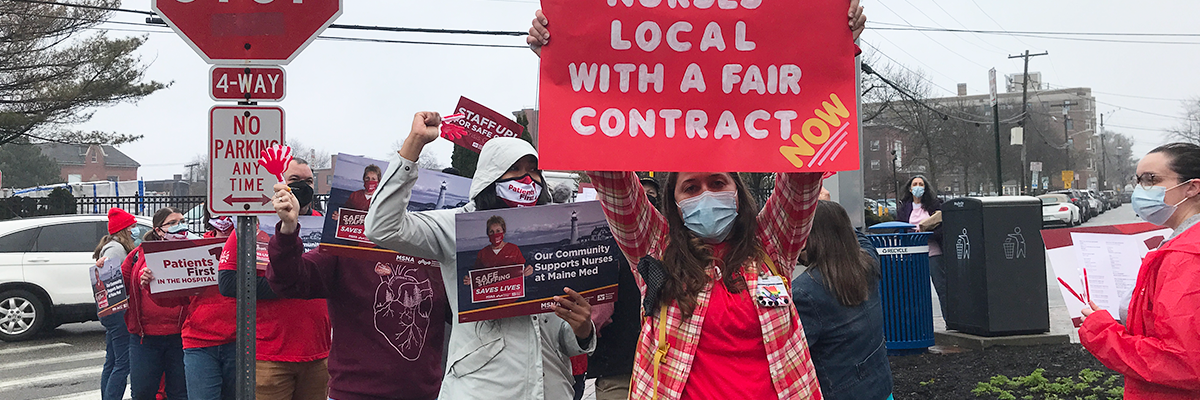 Maine Med nurses and supporters march