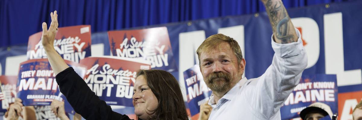 Maine Senate Candidate Graham Platner Holds His Primary Election Night Event
