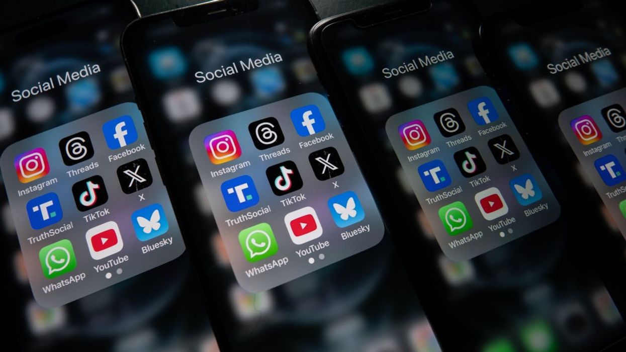 Major social media apps are shown on phones.