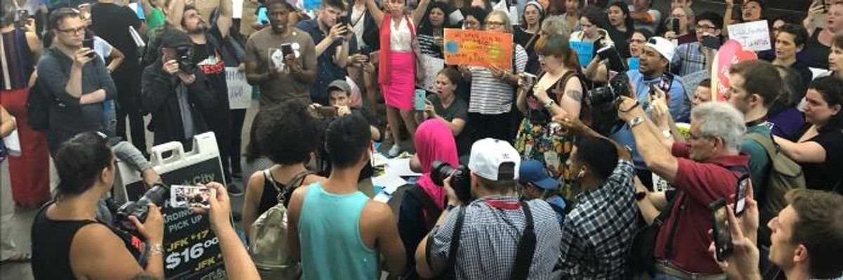 'This Is What Solidarity Looks Like': Mass Demonstrations at LaGuardia Airport as Kids Ripped From Parents Arrive in New York