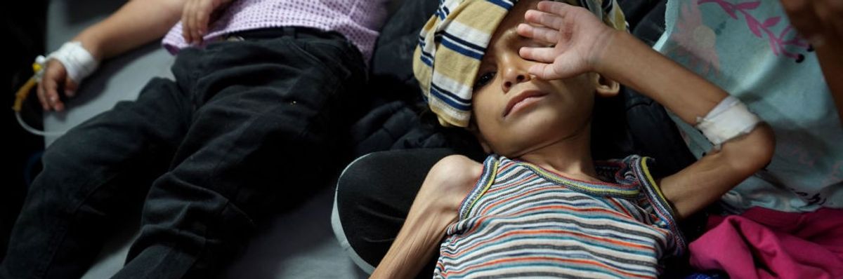 malnourished Gaza children in hospital