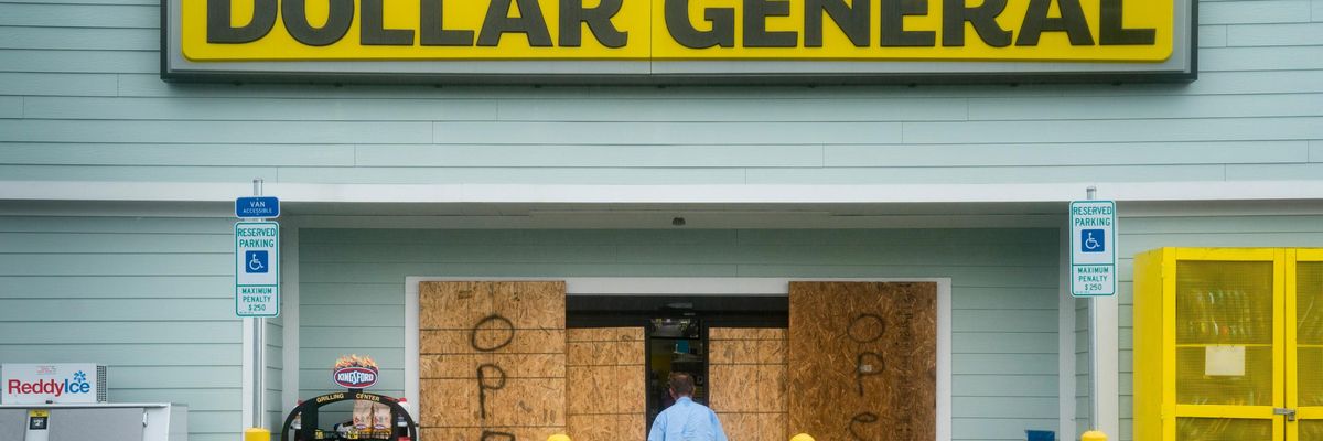 Man enters Dollar General.
