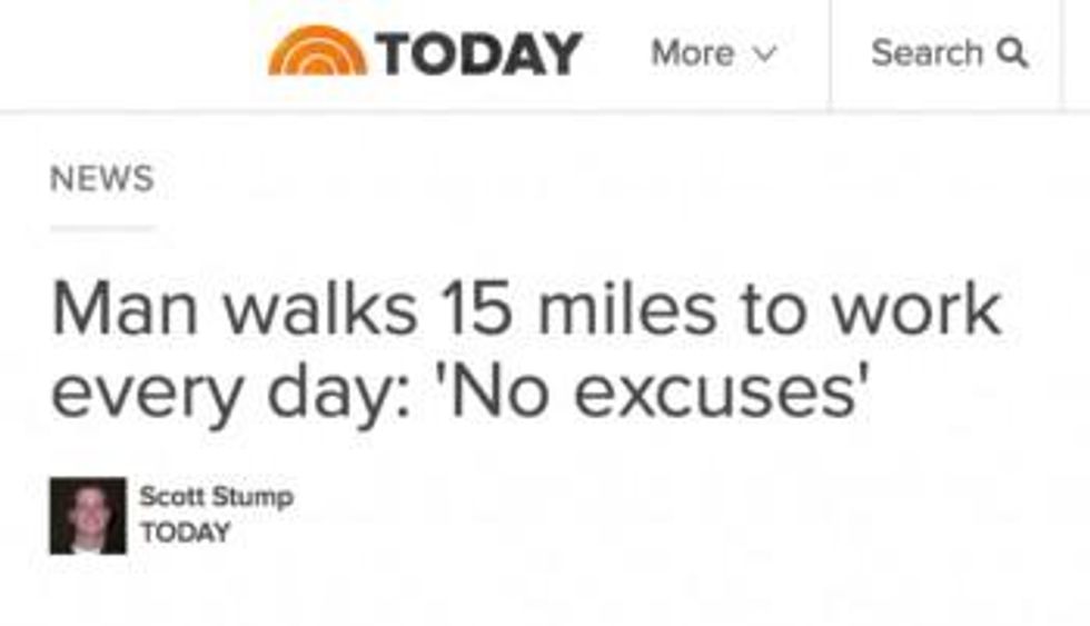 Man walks 15 miles to work