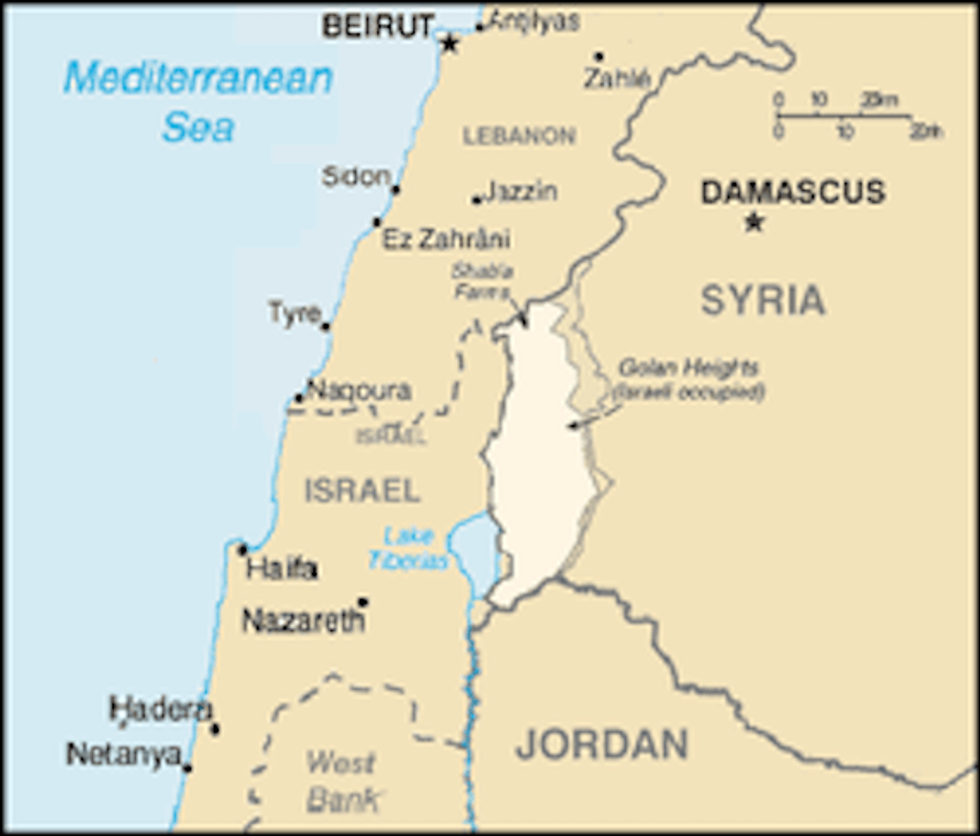 map of Israel and Syria