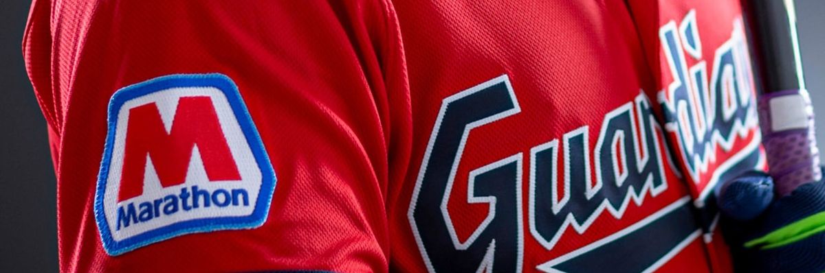 Marathon logo on sleeve of Guardians uniform.