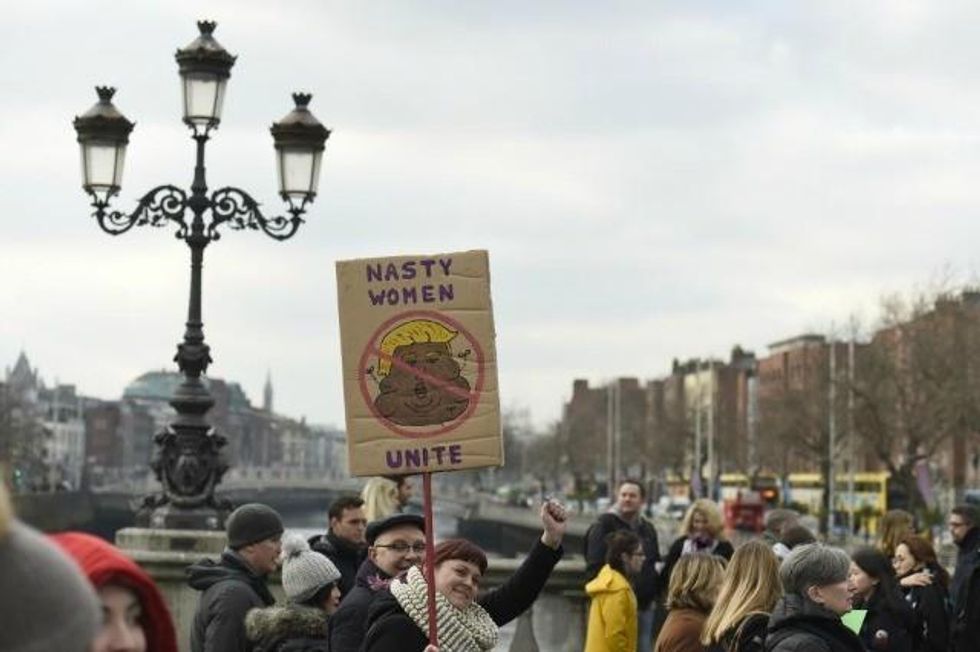 Marchers cross a bridge in Dublin, Ireland. (Photo: Reuters)