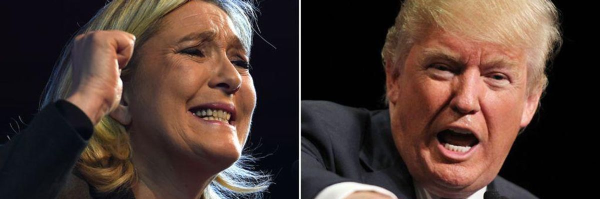 Marine Le Pen, head of the Front National party in France, and U.S. President Donald Trump