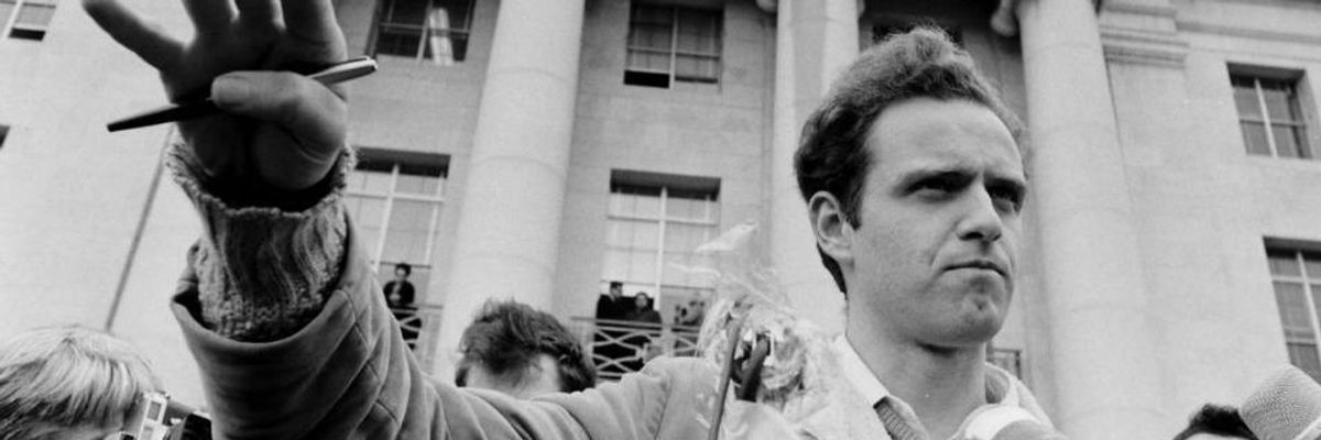 Mario Savio on the steps of Sproul Hall on the campus of UC Berkeley on December 2, 1964