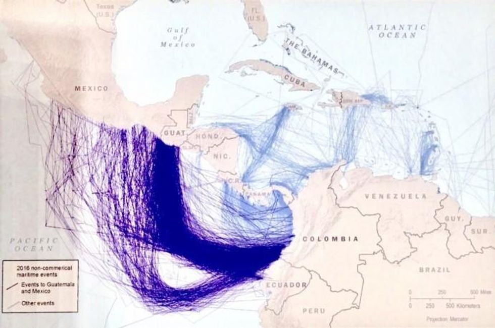Maritime drug flows from South America in 2017. Photo: Adam Isaacson