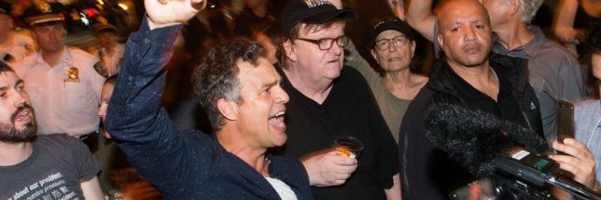 Mark Ruffalo, Michael Moore Lead NYC Protest Against 'Absolutely Racist' Trump