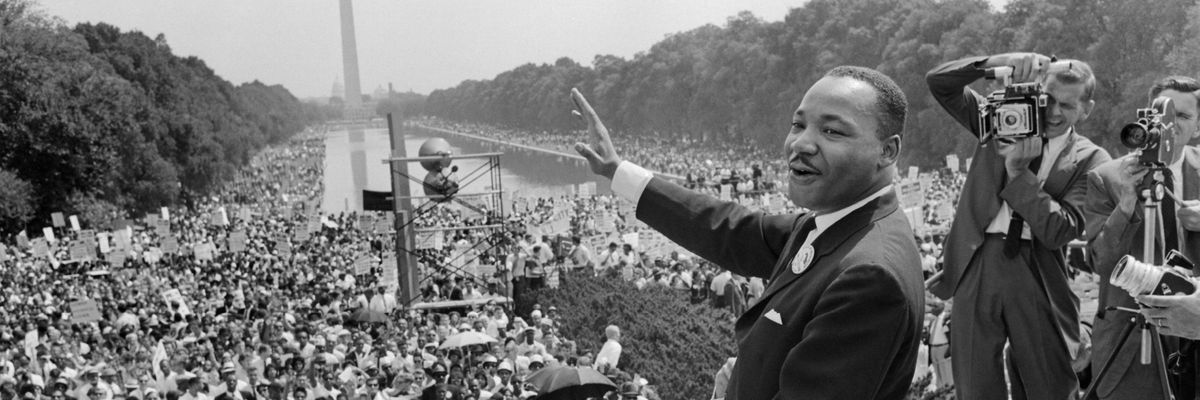 Martin Luther King addresses the crowd during the March on Washington.