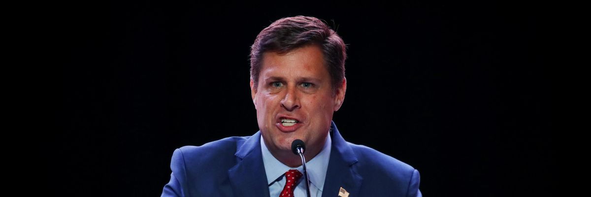 Massachusetts gubernatorial candidate Geoff Diehl speaks during the 2022 Republican State Convention in Springfield, Massachusetts on May 21, 2022.