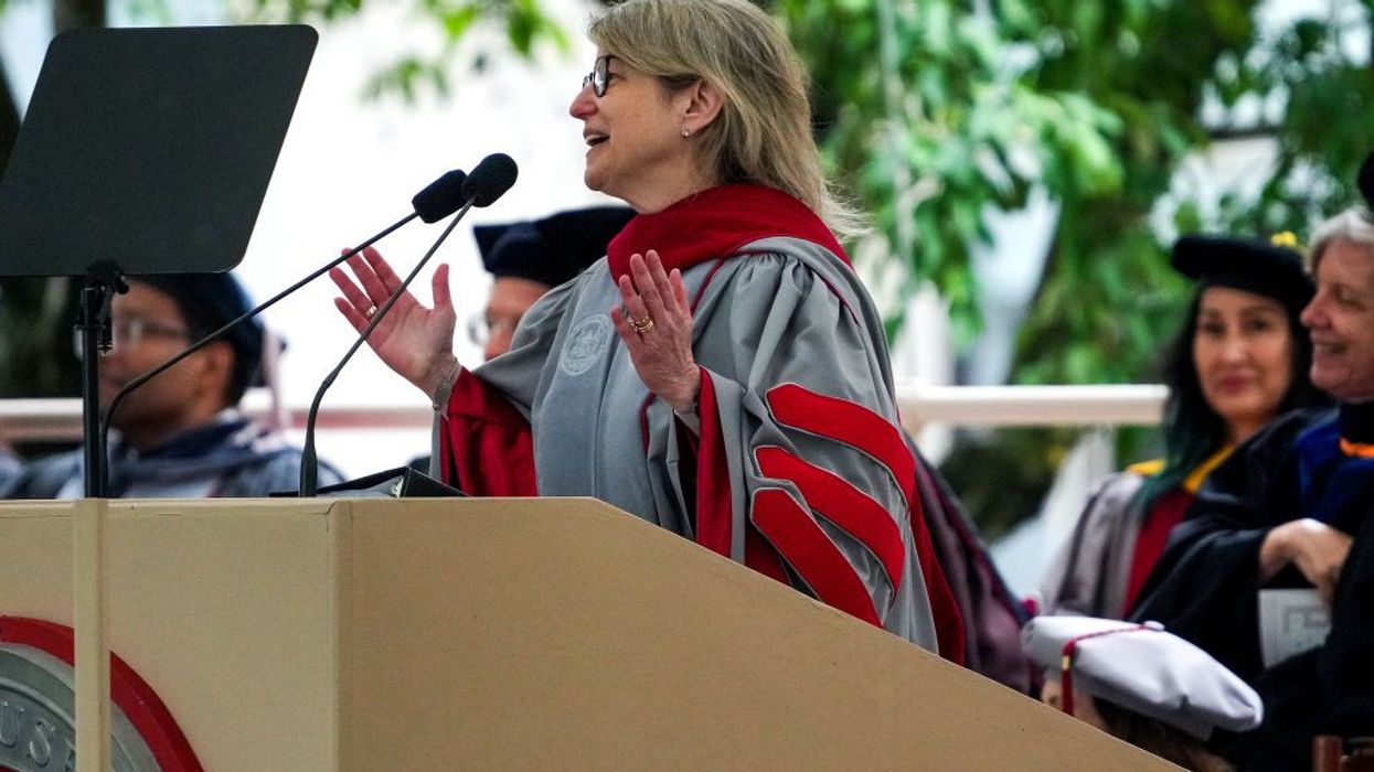 Massachusetts Institute of Technology president Sally Kornbluth speaks at commencement