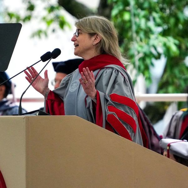 Massachusetts Institute of Technology president Sally Kornbluth speaks at commencement