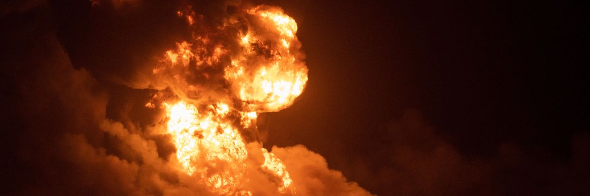 Massive fire at night in Cuba