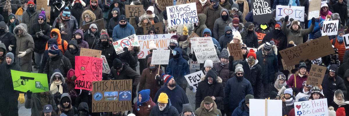 Massive protest against ICE in Minneapolis.
