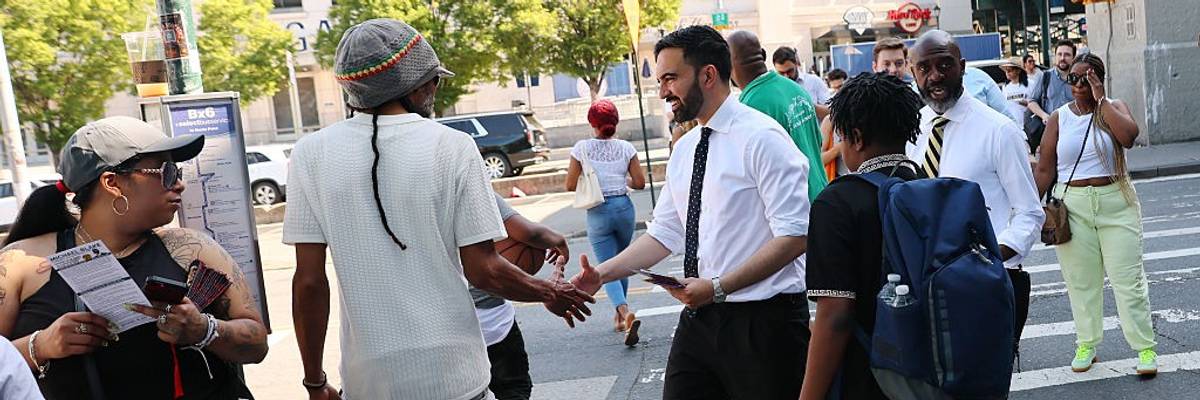 Mayoral Candidate Zohran Mamdani Campaigns In NYC On Primary Day