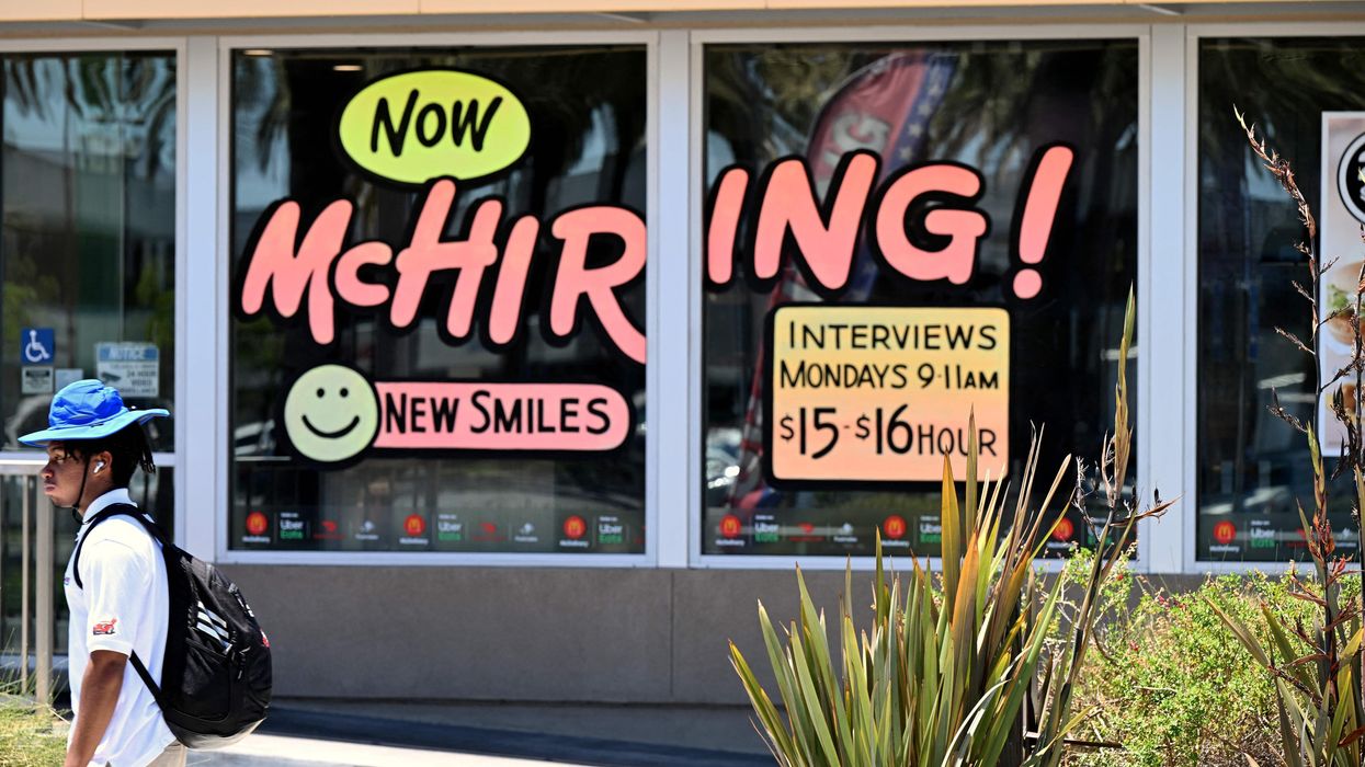McDonald's with hiring sign in the window