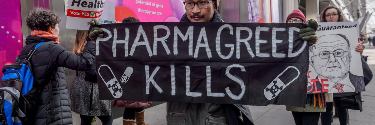 Medical professionals, students, ACTUP New York, and their supporters protested outside Pfizer's global headquarters in New York City on March 2, 2019.