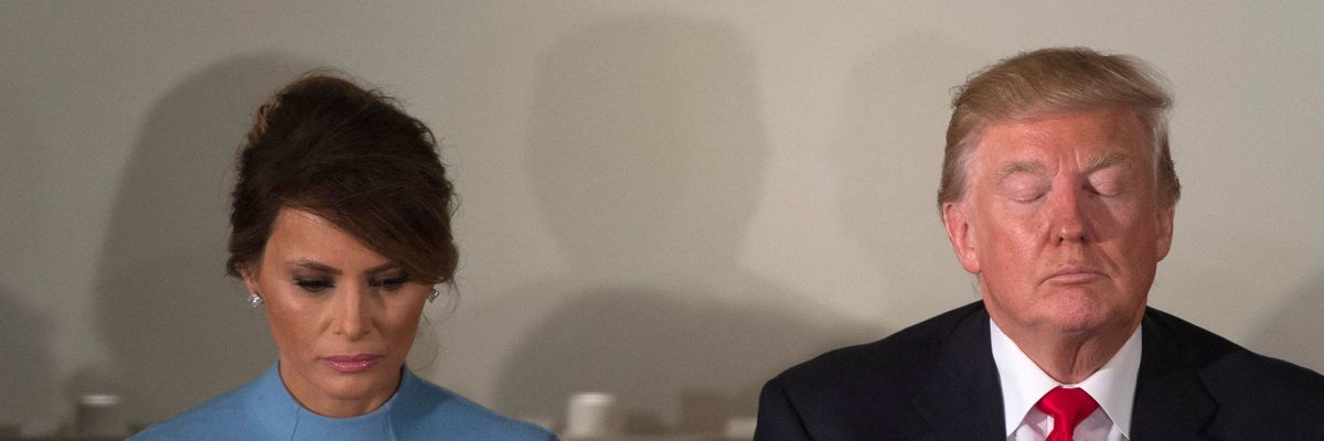 Melania and Donald Trump at the Inaugural Luncheon in January 2017