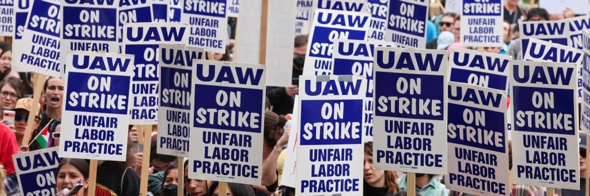 Member of United Auto Workers Local 4811strike at UCLA...