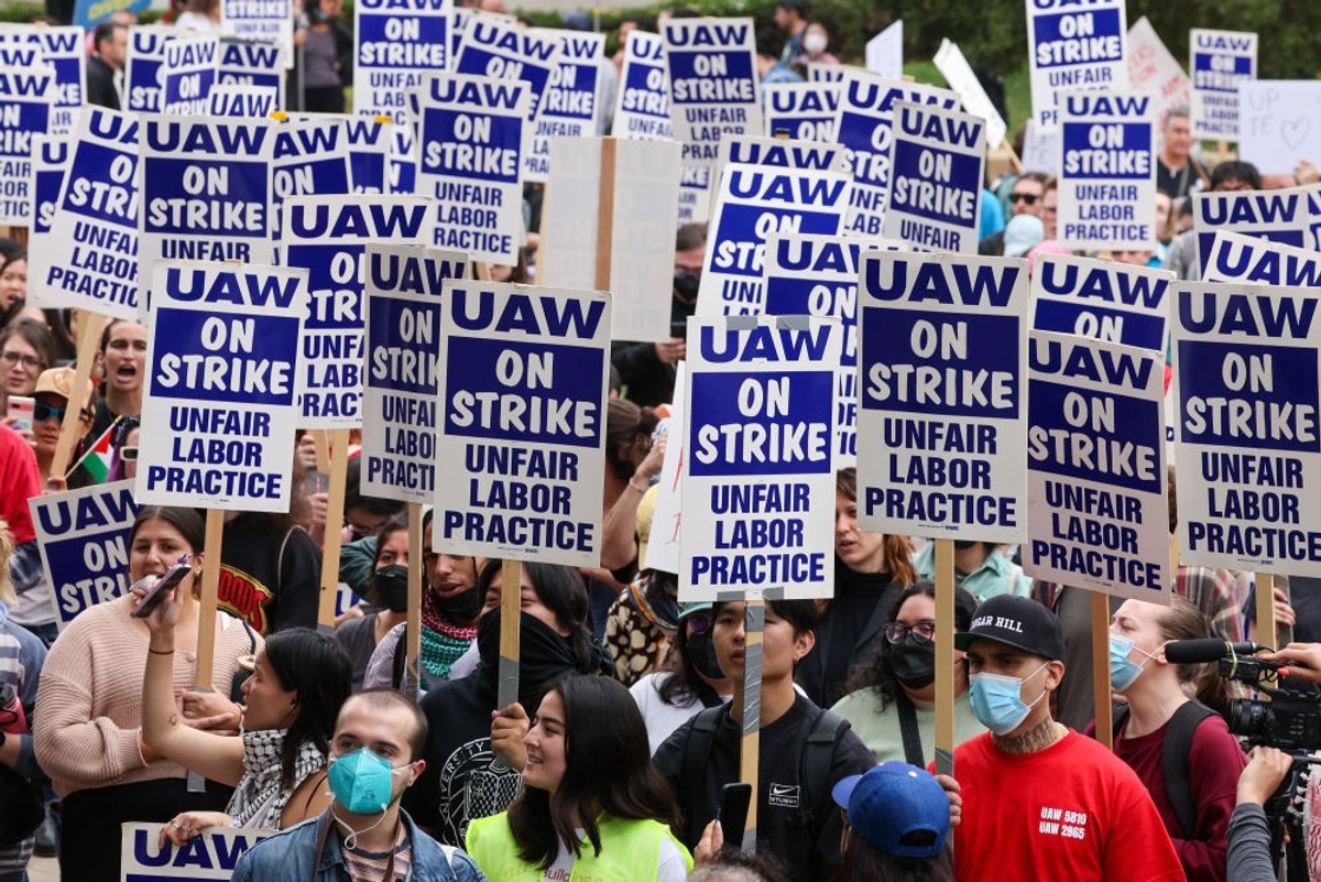Member of United Auto Workers Local 4811strike at UCLA...