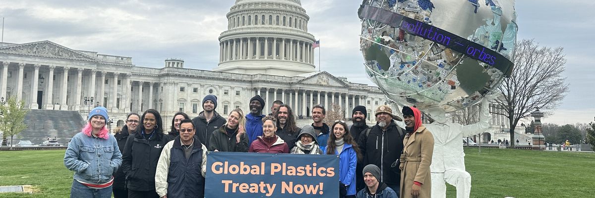 Members of Greenpeace USA and monument