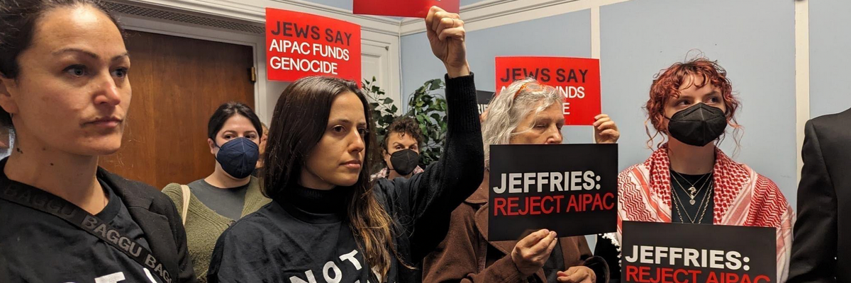 Members of Jewish Voice for Peace stage a sit-in
