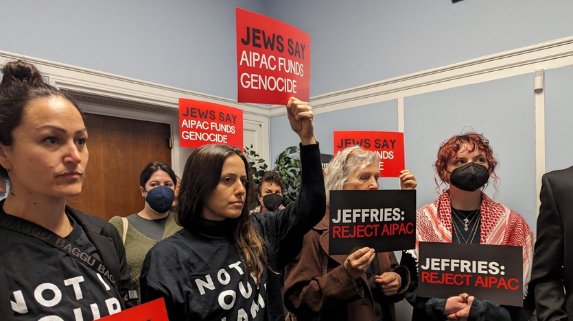 Members of Jewish Voice for Peace stage a sit-in