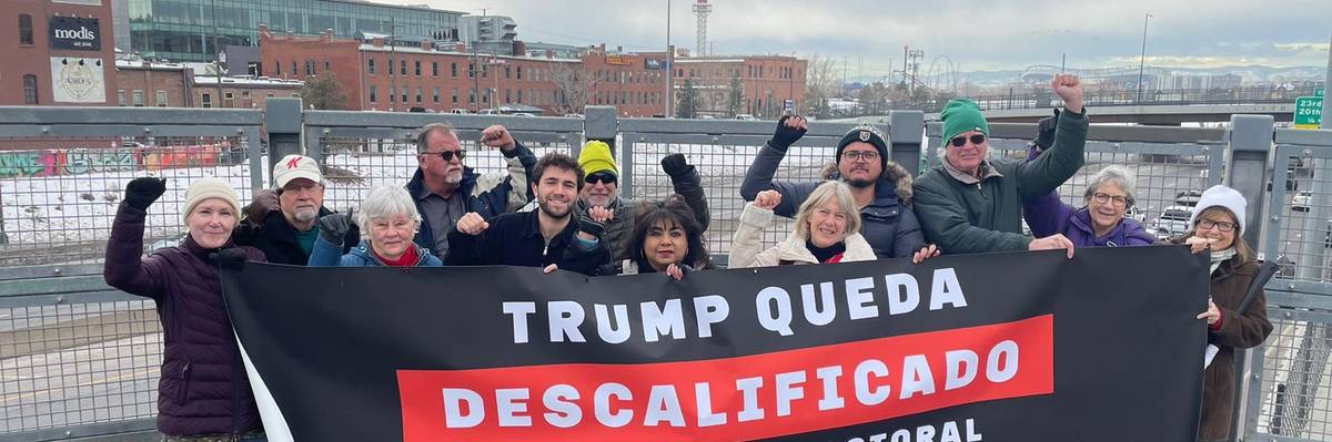 Members of Mi Familia Vota demonstrated in Denver, Colorado, on January 6, 2023