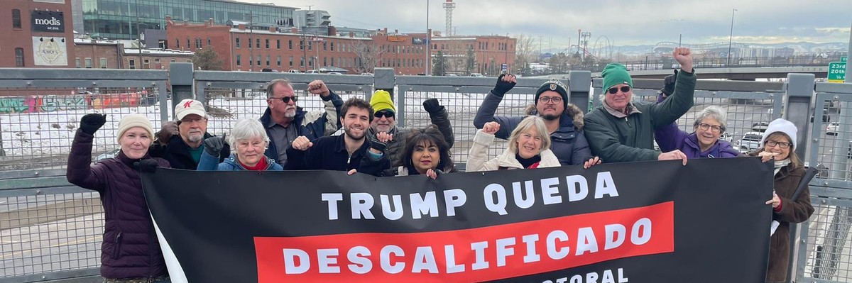 Members of Mi Familia Vota demonstrated in Denver, Colorado, on January 6, 2023
