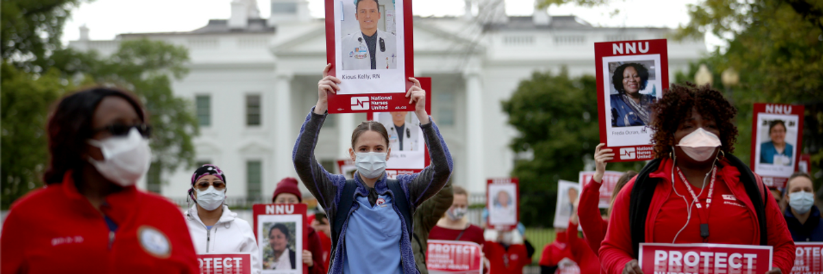 'Listen... And Take Action': In Front of White House, Nurses Read Names of Colleagues Who Have Died From Covid-19