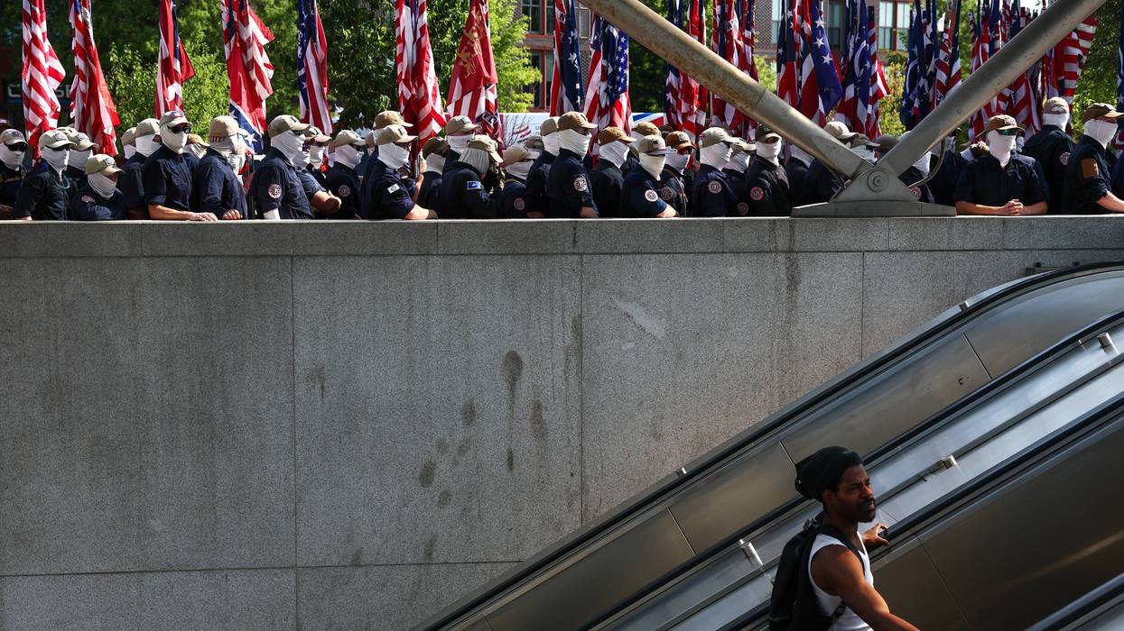 Members of Patriot Front gather by DC Metro.