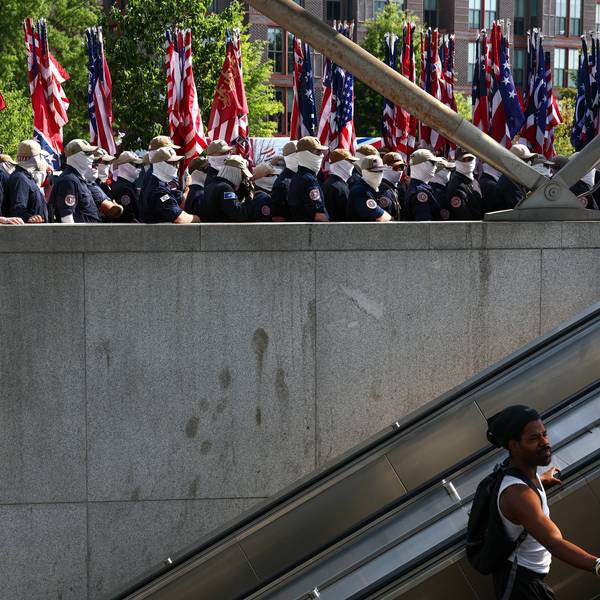 Members of Patriot Front gather by DC Metro.