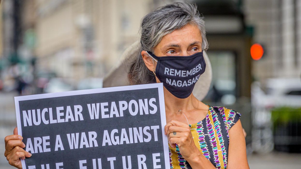 Members of the New York Campaign to Abolish Nuclear weapons gathered in Manhattan on August 6, 2020, the 75th anniversary of the atomic bombing of the city of Hiroshima. (Photo: Erik McGregor/LightRocket via Getty Images)
