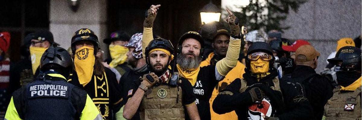 Proud Boys Sued by Historic Black Church After Leader Admits to Burning Black Lives Matter Sign During DC Rally