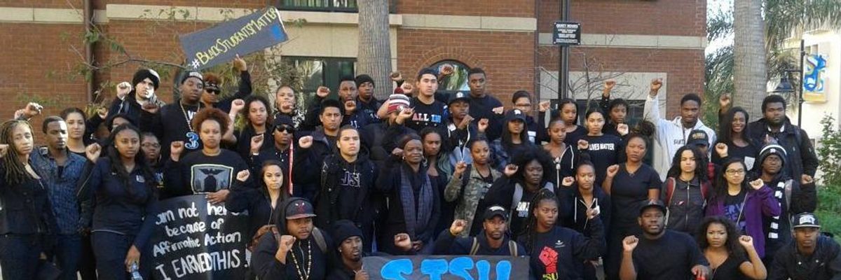 Members of the San Jose State University Black Student Union stood in solidarity with Mizzou 