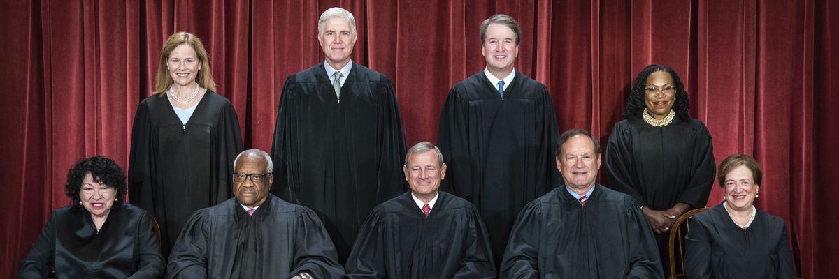 Members of the U.S. Supreme Court are photographed on October 7, 2022 in Washington, D.C. 