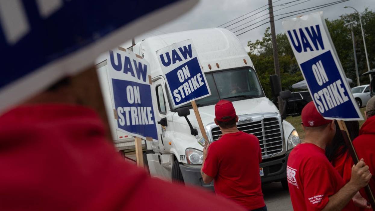 Members of the United Auto Workers (UAW) on strike