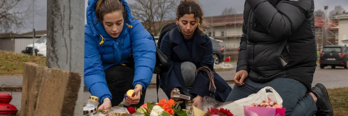 Memorial for Swedish mass shooting.